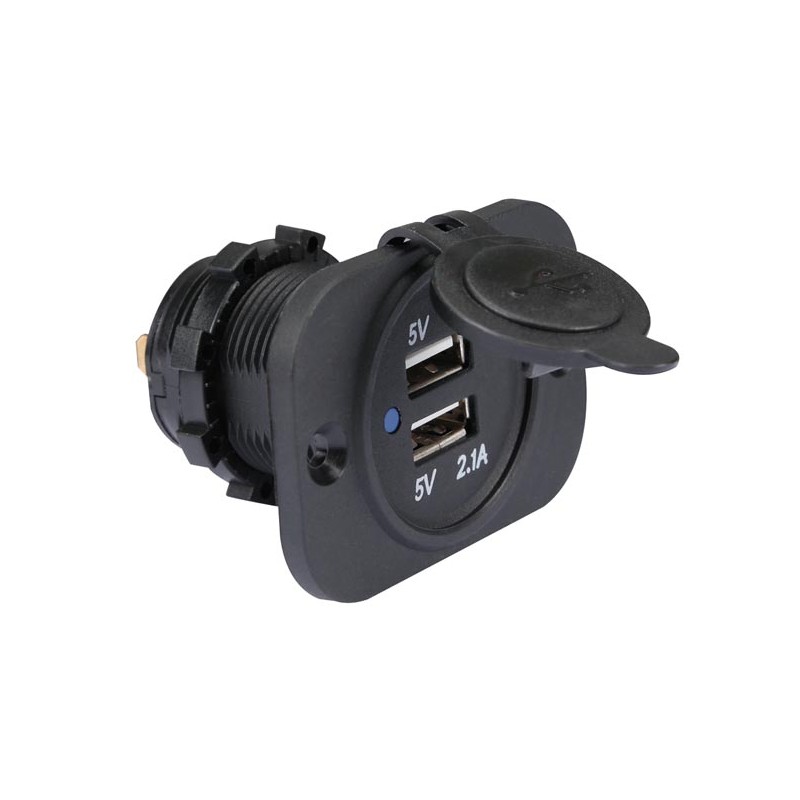 FLUSH MOUNT USB CAR CHARGER (12-24 VDC IN,2 x 5 V OUT)