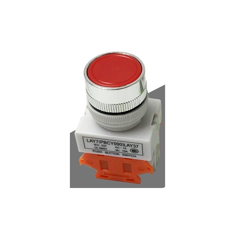 Plastic Push Button Switch, 1 NC+1 NO, 10 A