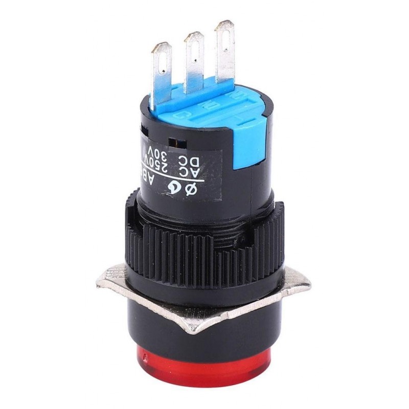 Interruptor ON-OFF 250Vac / 3A Ø:16MM - AB6-A - Vermelho