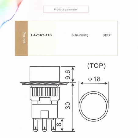 ON-OFF Switch 250Vac / 3A Ø:16MM - AB6-A - Red