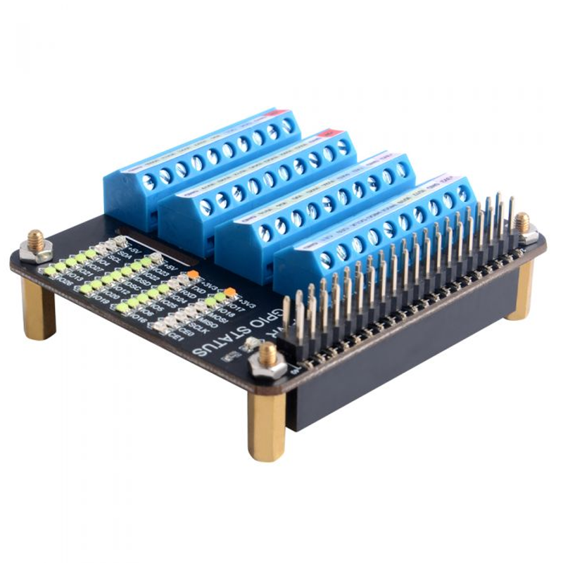 HAT Terminais Parafuso c/ LEDs Debug para Raspberry Pi
