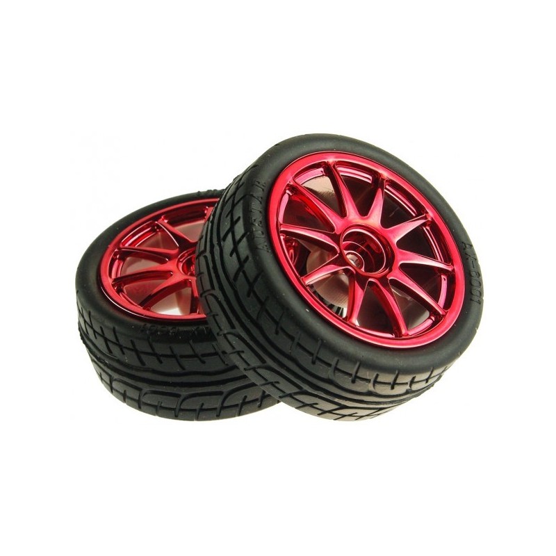 D65mm Rubber Wheel Pair - Red 