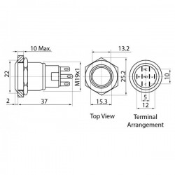 Metal illuminated pushbutton-Blue Ring.