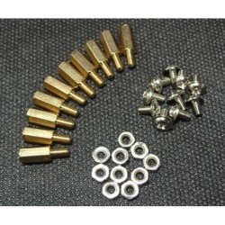 10 pcs Screwed spacer sleeve; Int.thread M3; 80mm; hexagonal; steel 