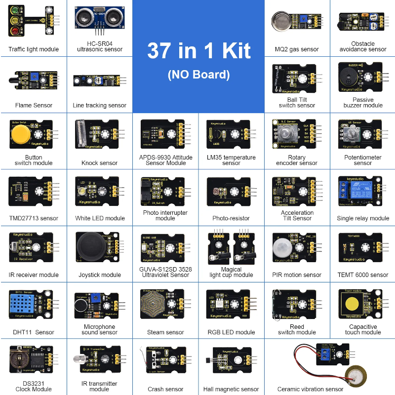Sensor Starter V2.0 Kit 37 in 1 with Box (No Board) - Keyestudio KS0399