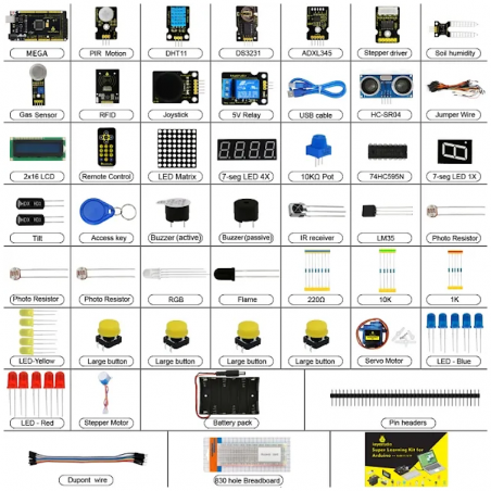 SUPER LEARNING KIT FOR ARDUINO STARTER (With mega 2560) - KEYESTUDIO KS0079