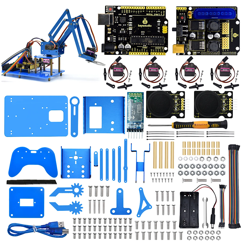 COMPLETE 4DOF METALIC ROBOT ARM KIT FOR ARDUINO - KEYESTUDIO KS0488X