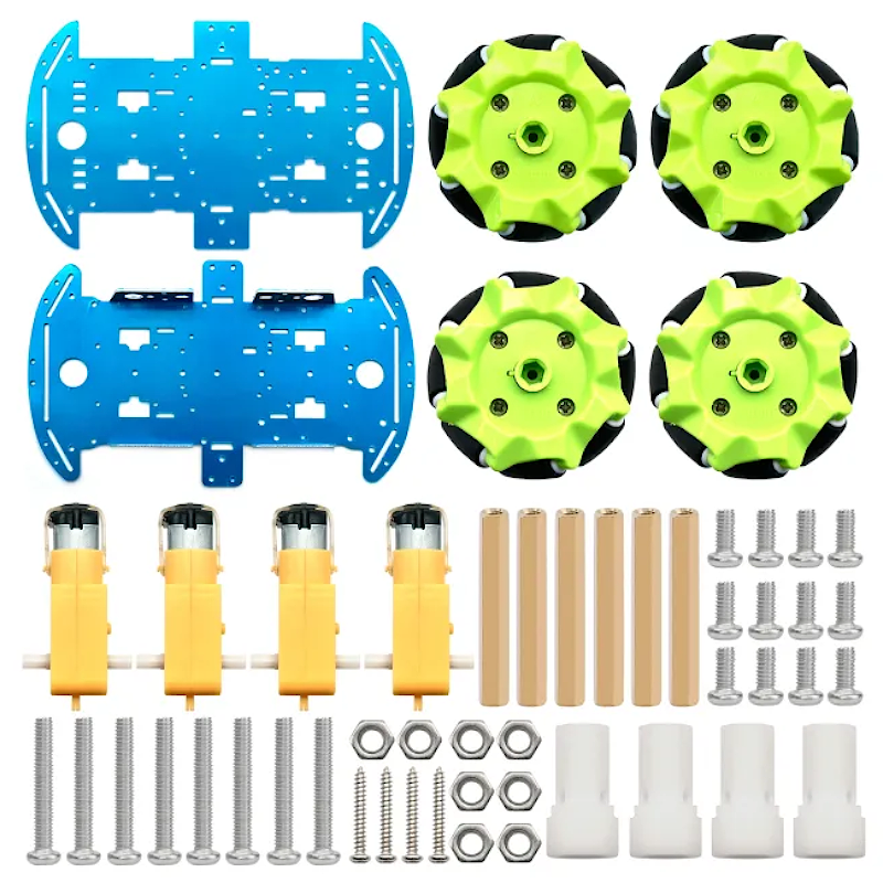 4WD Mecanum Wheel Robot Cart Chassis Kit Double Layers Aluminum Body