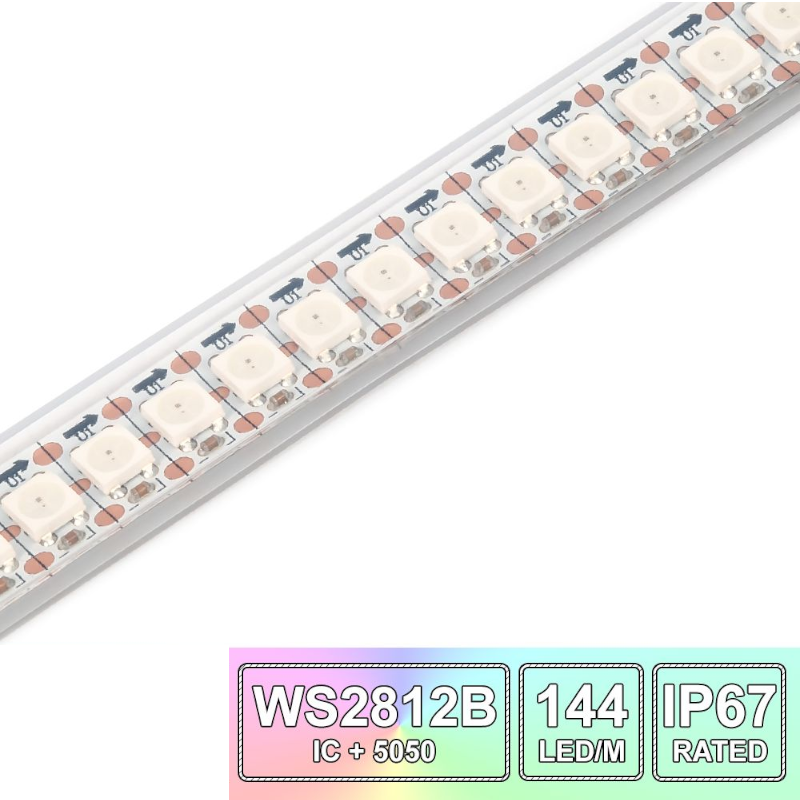 thumbnail image 2 of WS2812B COB Smart RGB LED Strip – 5V 160LED/m – Addressable – 5mm Width – 1-5m 2 of 3