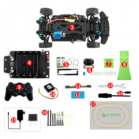 Jet Racer Pro JetRacer Pro AI Kit (Jetson and Batteries not included) - Waveshare 18432