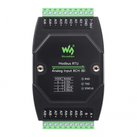 Industrial DIN 8-Ch AD Analog Acquisition Module 12-bit to Modbus RTU ...