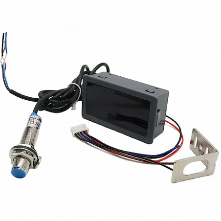 4 Digital Red Green Blue LED Tachometer RPM Speed Meter+Hall Switch Proximity Switch Sensor DC 8-15V Measure Range 10-9999RPM