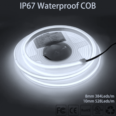 ULTRA FLEXIBLE COB LED STRIP, 12V IP67 528LED/M, Cold White - 5 METER