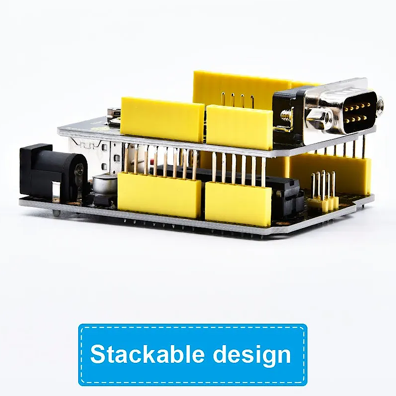 Hakeeta CAN-Bus Shield MCP2515 – Uitbreidingsplaat Voor Arduino – Ondersteunt CAN2.0 Protocol – Hoge Snelheid 1 MBit/s – Met LED-display – Spanning 4,8-5,2V – Incl. Contactpennen