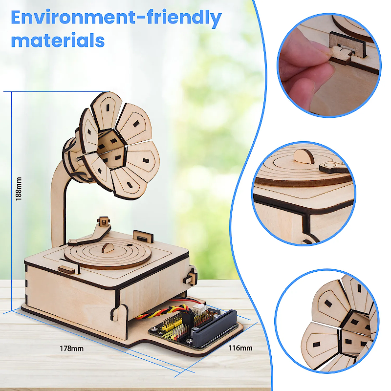 Phonograph wood DIY Kit based on light control for Micro:bit (board no ...