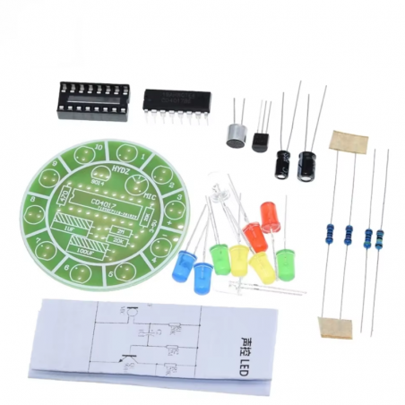 Rotating Led Kit CD4017 colorful voice control rotating LED light kit DIY 5V (to solder)
