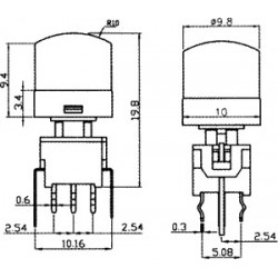 Microswitch 2-position DPDT 0.1A/30VDC THT LED red 1.5N