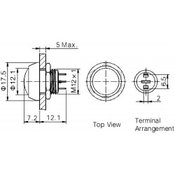 Switch black vandal resistant 1-position SPST-NO 2A/36VDC IP65