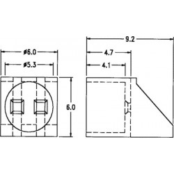 LED housing 5mm polyamide angular black UL94V-2 W:6mm H:6mm