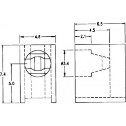 LED housing 3mm polyamide angular black UL94V-2 W:4.6mm