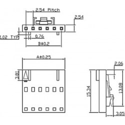 Ficha NCDG 2.54mm c/travão - 6 pinos