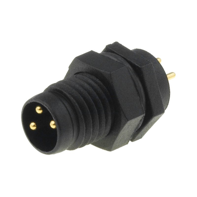 Male connector M8 with 3-pin f/panel