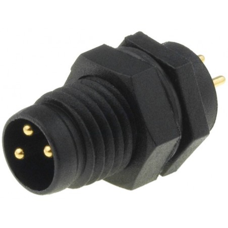 Male connector M8 with 3-pin f/panel