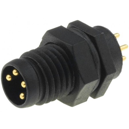 Male connector M8 with 3-pin f/panel