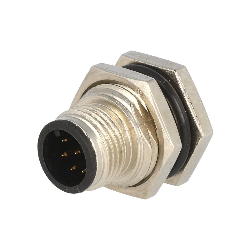 M12 8-pin male connector f/ panel