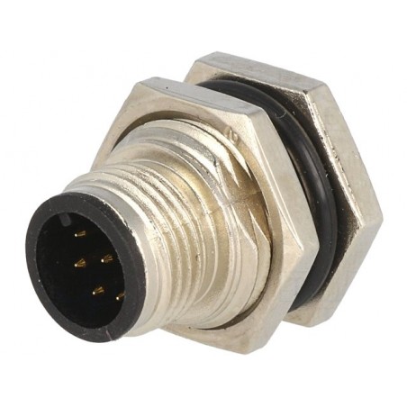 M12 8-pin male connector f/ panel