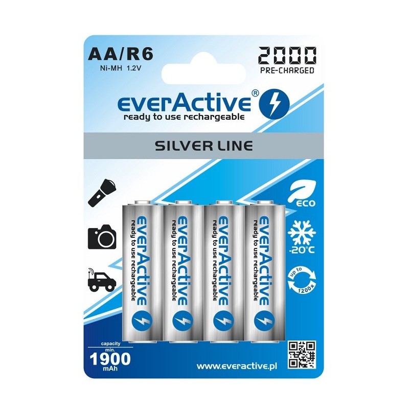 Pilhas Recarregaveis AA 2000mAh pack de 4