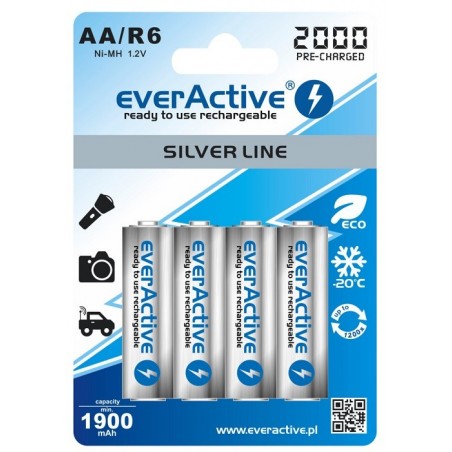 Pilhas Recarregaveis AA 2000mAh pack de 4