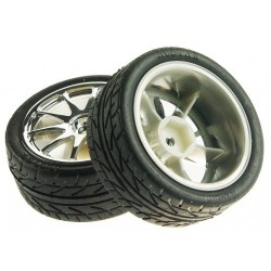 D65mm Rubber Wheel Pair - Silver (without shaft)