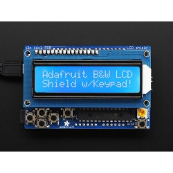 LCD Shield Kit w/ 16x2 Character Display - Only 2 pins used! - BLUE AND WHITE	