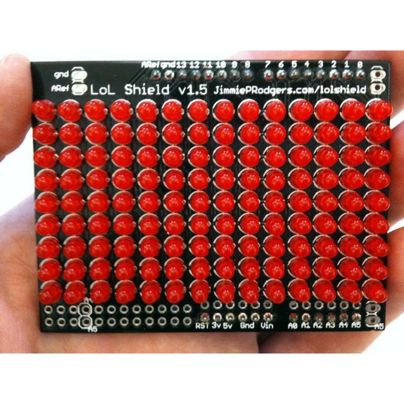 LoL Shield RED - A charlieplexed LED matrix kit for the Arduino - 1.5	