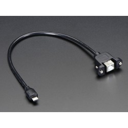 Panel Mount USB Cable - B Female to Micro-B Male