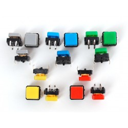 Colorful Square Tactile Button Switch Assortment - 15 pack	