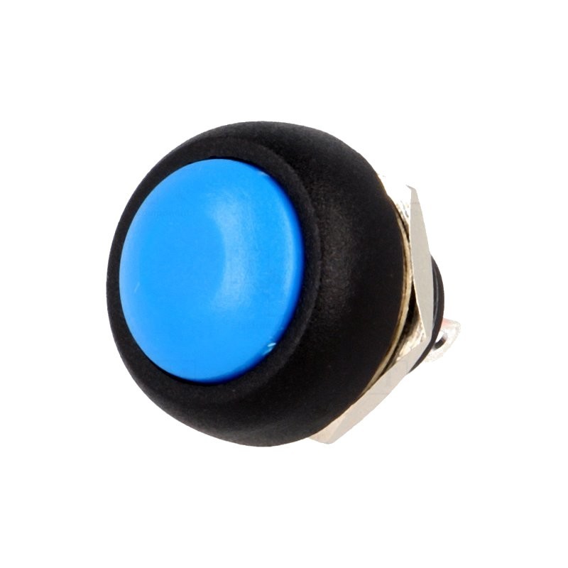 Switch push button 1position 1A/250VAC blue Body black 20m 937