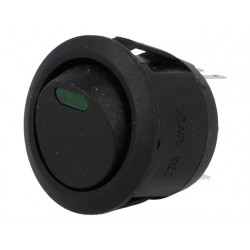 Botão de Pressão basculante com LED verde de 12V 