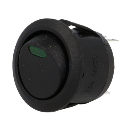 Botão de Pressão basculante com LED verde de 12V 