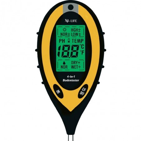 Medidor de Solo Portátil 4 em 1: Humidade, Temperatura, pH, Intesidade Luz