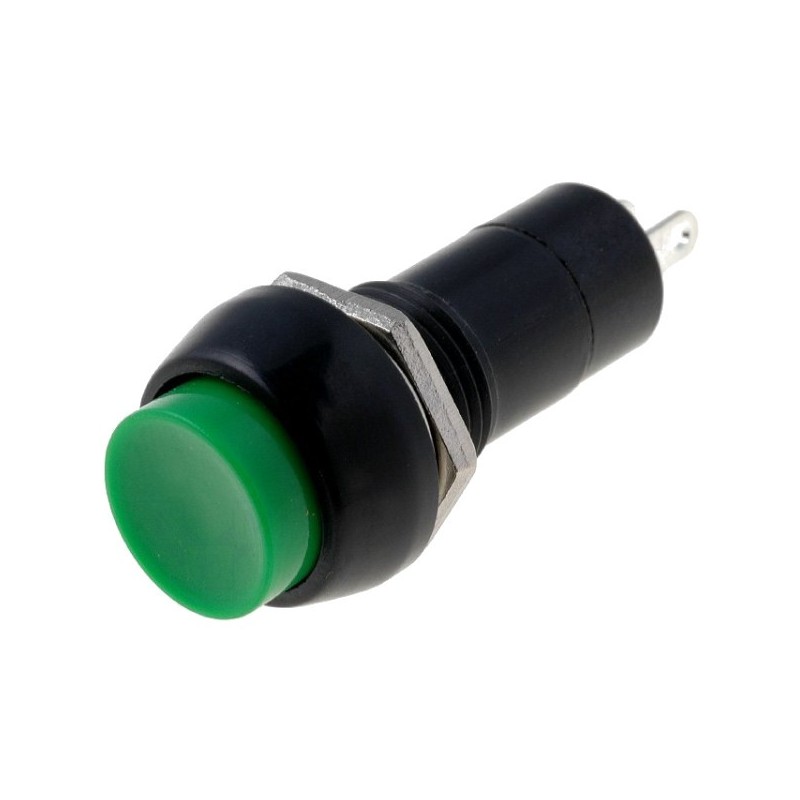 Switch push-button 1-position SPST-NO 1A/250VAC green Ø12mm