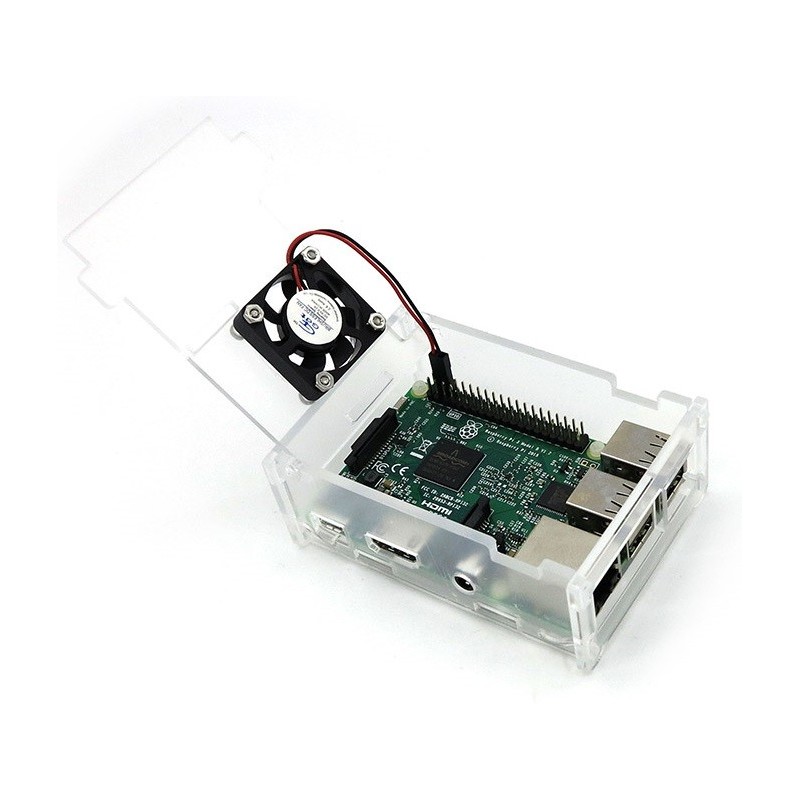 Transparent Acrylic Case+Cooling Fan for Raspberry Pi 3/2/B