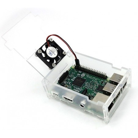 Transparent Acrylic Case+Cooling Fan for Raspberry Pi 3/2/B