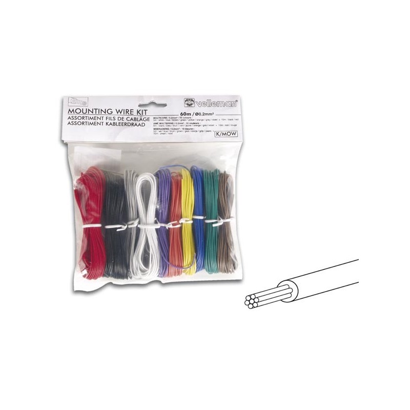 10 COLOR - STRANDED MOUNTING WIRE KIT 60m