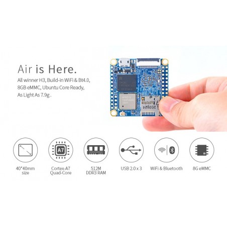 NanoPi Neo Air - 512MB RAM - 8GB EMMC, Wifi, Bluetooth QuadCore Allwinner H3 Quadcore A7 1,2ghz NanoPi Neo Air - 512MB RAM - 8GB EMMC, Wifi, Bluetooth QuadCore Allwinner H3 Quadcore A7 1,2ghz