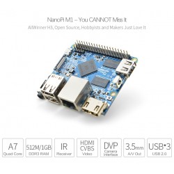 NanoPi M1 - 1GB RAM QuadCore Allwinner H3 3xUSB HDMI 1080p 