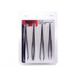 SET OF 4 NON-CONDUCTIVE TWEEZERS