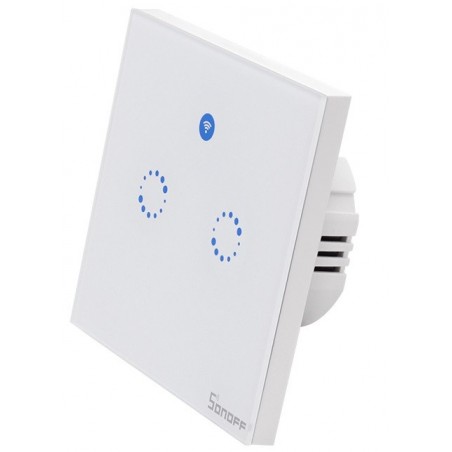 Sonoff T1 EU: Interruptor Duplo WIFI RF capacitivo para montagem em parede