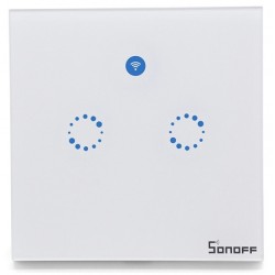 Sonoff T1 EU: Interruptor Duplo WIFI RF capacitivo para montagem em parede